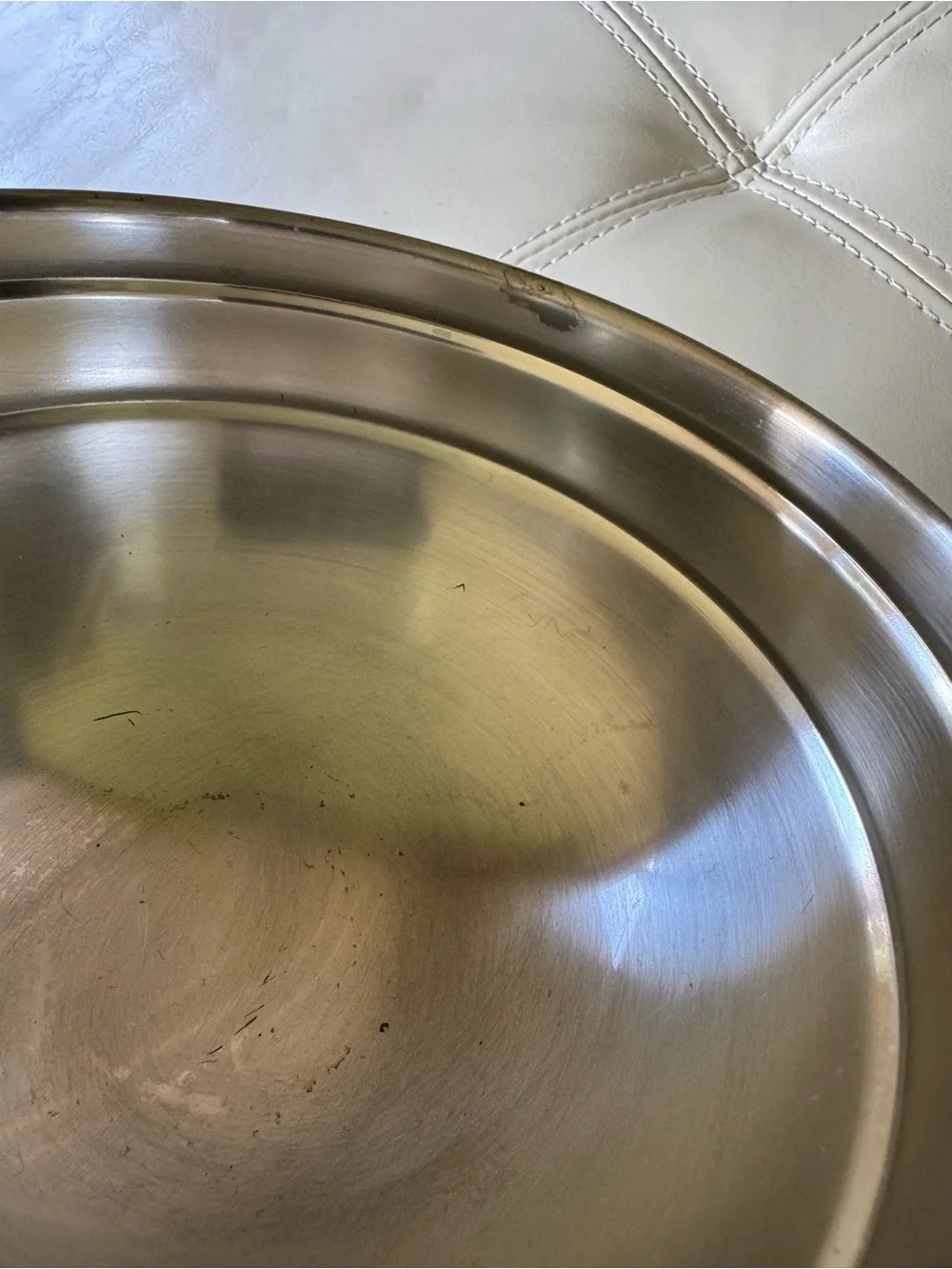 Pottery Barn Silver Pedestal Bowl with Family Script Accent